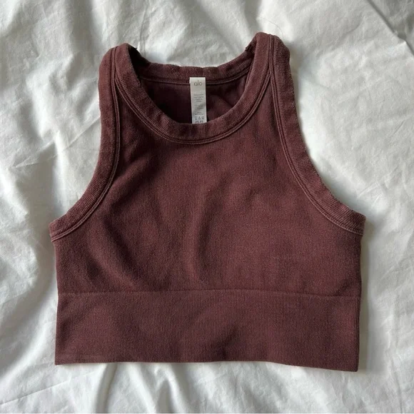 Alo Brown/Maroon Racerback Tank Top -M - Picture 2 of 5